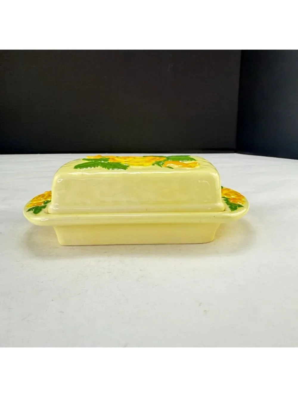 Vintage Hand Painted 3 Piece Soap Dish Yellow Roses